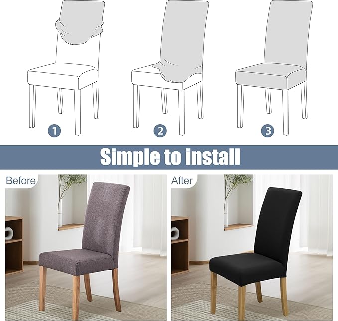 BIETYONE Stretch Dining Chair Covers Set of 4, Soft Removable Washable Kitchen - Image 4