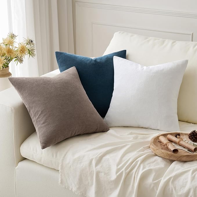 MIULEE Dark Blue Chenille Couch Throw Pillow Covers, 18x18 | Set of 2, Soft - Image 5