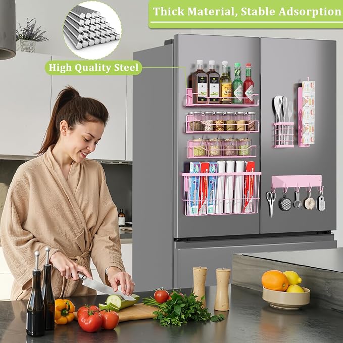Magnetic Spice Rack for Refrigerator, 7 Pack Magnetic Fridge Shelf for Kitchen - Image 6