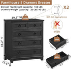 Joaxswe Farmhouse 5 Drawer Dresser - Image 2