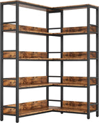 IRONCK Corner Shelf 5 Tiers 70LB Capacity L-Shaped Bookshelf by IRONCK