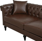 KEIKI 99" L-Shaped Luxury PU Leather Chesterfield Sectional Sofa - Image 6