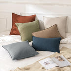 MIULEE Decorative Linen Euro Sham Pillow Covers 26x26 Rust | Boho Farmhouse​ - Image 5