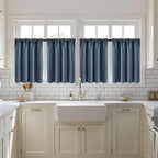 MIULEE 4-Panel 36 Inch Blackout Kitchen Tier Curtains Over Sink Stone Blue | - Image 7
