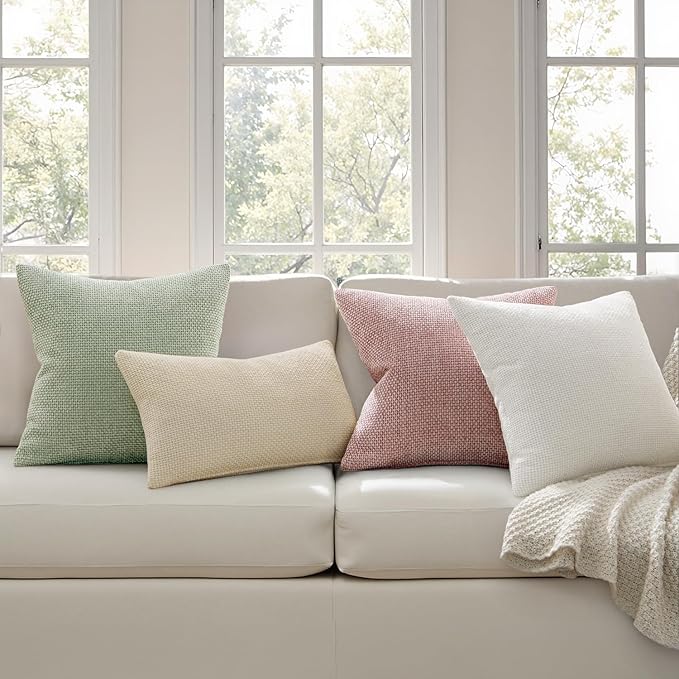 MIULEE Decorative Couch Throw Pillow Covers 20x20 Inch Pink 2 Pack | Modern - Image 3