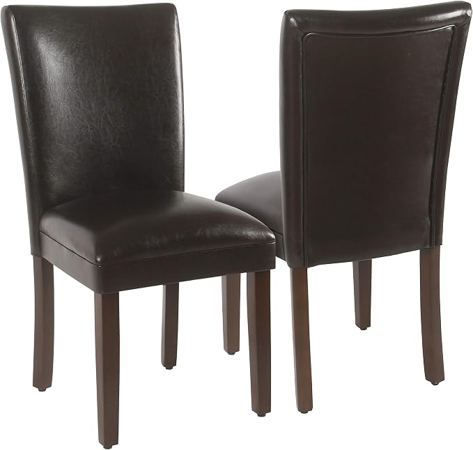 HomePop Parsons Upholstered Accent Dining Chair, Dark Brown Faux Leather by HomePop