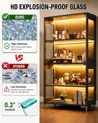 Glass Display Cabinet with Doors, 4-Tier Display Case with Adjustable Shelves - Image 5