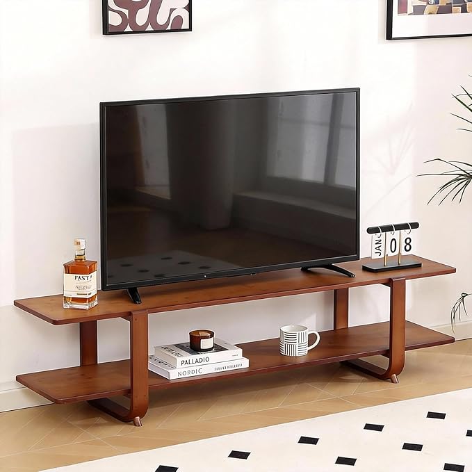 Tiita TV Stand with Storage for TVs up to 65'', Bamboo TV Console Entertainment by TiitaHome