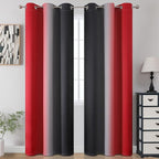 Red and Black Ombre Blackout Bedroom Curtains 84 Inch Long | Room Darkening - Image 2
