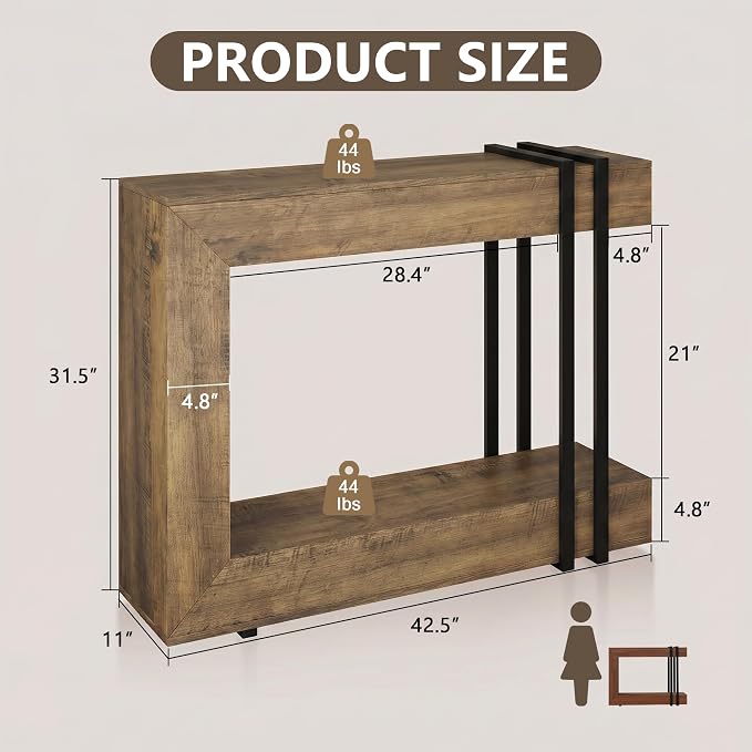 Einhomn 42.5" Console Table Behind Couch, 2-Tier Narrow Entryway Table - Image 2