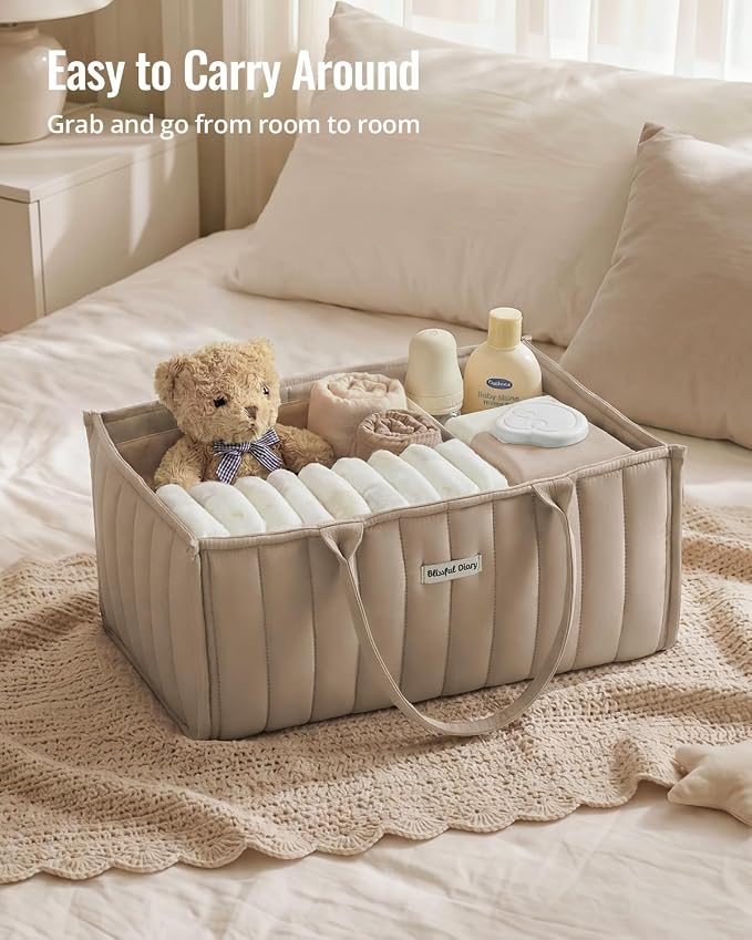 Blissful Diary Baby Diaper Caddy Organizer, Stylish Storage Basket - Image 5