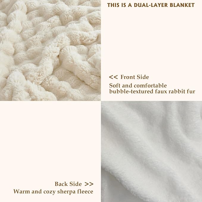 60x80 Inches Ultra-Soft Fuzzy Faux Fur Plush Twin Size Blanket - Image 3