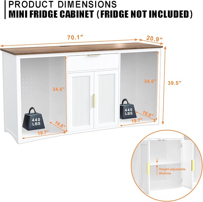 GDLF 70.1" Long Coffee Bar Cabinet - Image 2
