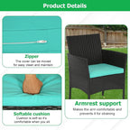 FDW 3 Piece Outdoor Furniture Set Patio Wicker Chairs Furniture Bistro - Image 5