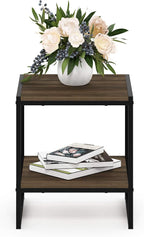 FURINNO Camnus Modern Living 2-Tier End Table, Columbia Walnut, 15.9 in x 15.75 - Image 4