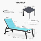 PURPLE LEAF Extra Large Outdoor Chaise Lounge 4 Pieces Aluminum Patio Lounge - Image 8