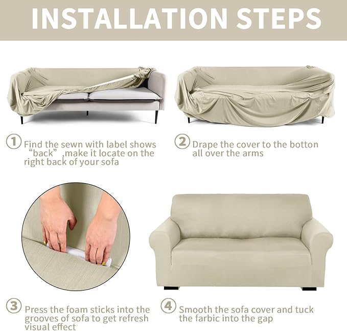 Peryiter 3 Pcs Couch and Loveseat Covers Set Sofa Cover - Image 3