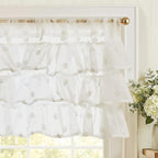 jinchan Ruffled Kitchen Valance Pom-Pom Voile Valance Curtains Sheer Shabby by JINCHAN