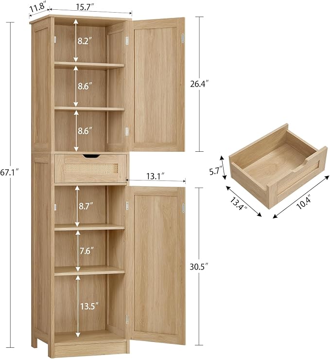 TEENFON 67" H Tall Storage Cabinet - Image 3