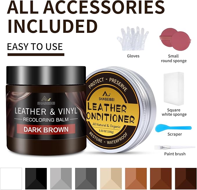 Leather Recoloring Balm with 100ml Mink Oil, Dark Brown Leather Repair Kit and - Image 6