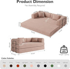 79in Convertible Sofa Bed, Corduroy Boneless Couch Bed, Futon Sleeper Sofa Pull - Image 2