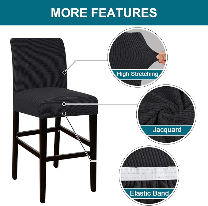 Turquoize Stretch Bar Stool Cover Counter Stool Pub Chair Slipcover - Image 4