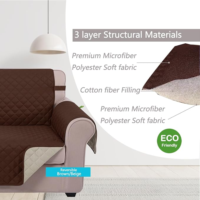 U-NICE HOME Reversible Recliner Chair Covers, Pet Friendly, Elastic Straps - Image 4