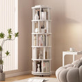 Muwuele Solid Wood Rotating Bookshelf on Wheels, 5 Tier, Round Revolving by Muwuele