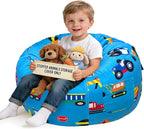 Lukeight Construction Stuffed Animals Storage Bean Bag Chair Cover by Lukeight