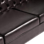 LEVNARY Chesterfield Chair Leather, Upholstered Sofa Chair - Image 5