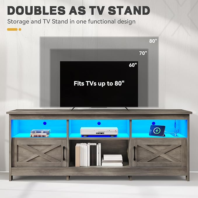 YITAHOME TV Stand for 80/75/70 Inch TVs, Farmhouse Entertainment Center - Image 6
