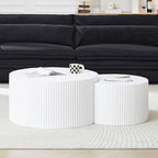 55.12'' White Round Nesting Coffee Table Set of 2, Modern Side End Table - Image 8