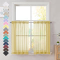 Mustard Yellow Sheer Curtains, 36 inch 2 Panels Set, Light Filtering Short by OVZME