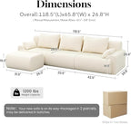 GRUSIGN 118'' Sectional Boneless Oversize Modular Couches, Curved Cloud - Image 2