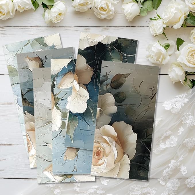 6 Sheets Large White Roses Rub on Transfers - Image 6