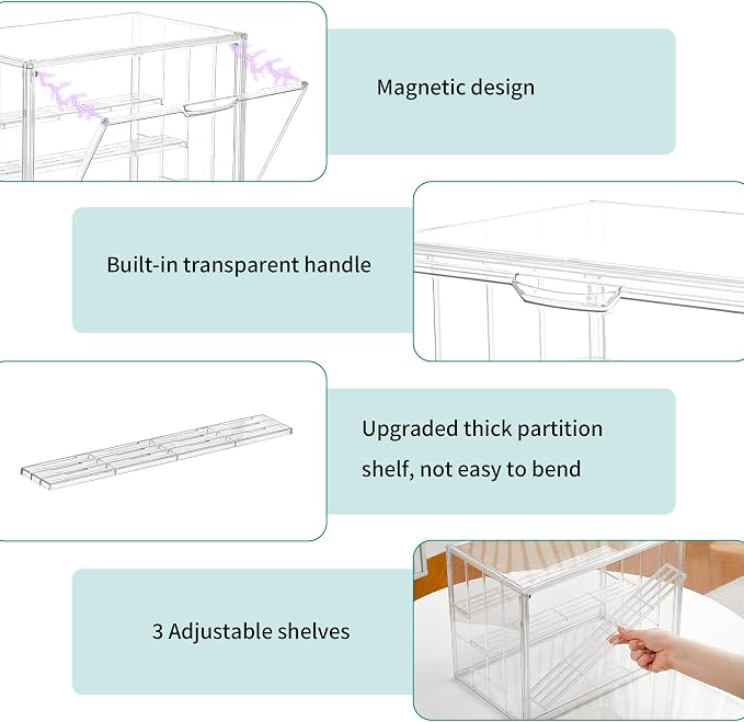 Attelite Acrylic Display Case, Upgrade 4 Tiers Clear Display Case - Image 3