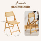 Furlide Rattan Folding Chair, Modern Mid Century Dining Chair Set of 1 - Image 2