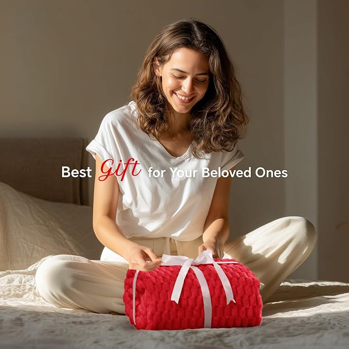 BEDELITE Red Throw Blanket for Couch, Soft Cozy Gifts for Women, 50 * 60 | 3D - Image 2