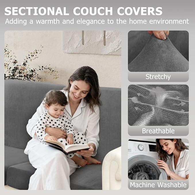 Arfntevss Sectional Couch Covers L Shape Couch Cushion Covers Slipcovers Fitted - Image 2