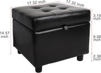 H&B Luxuries Tufted Leather Square Flip Top Storage Ottoman Cube Foot Rest - Image 3