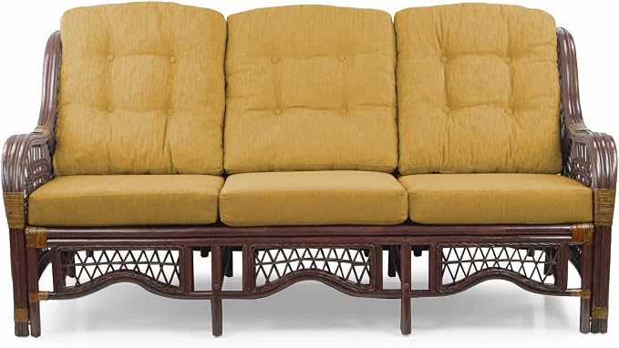 Malibu Lounge Set of 4: 2 Natural Rattan Wicker Chairs, Three-Seater Sofa - Image 10