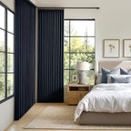 MIULEE Navy Blue Pinch Pleated 100% Blackout Linen Curtains 40x102 Inches | - Image 2