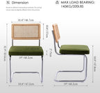 Zesthouse Natural Rattan Dining Chairs Set of 2, Olive Green Modern Kitchen - Image 3