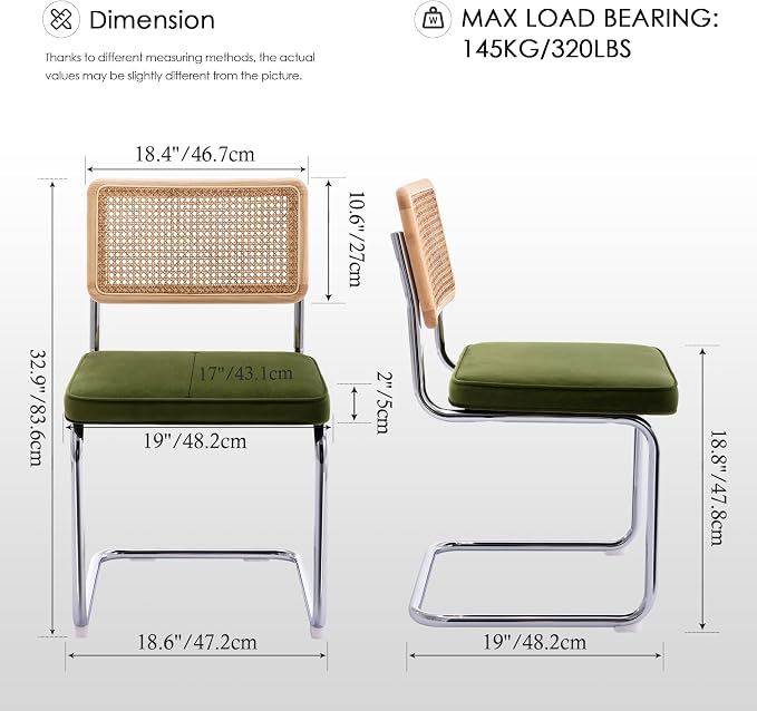 Zesthouse Natural Rattan Dining Chairs Set of 2, Olive Green Modern Kitchen - Image 3