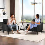 VINGLI Linen Fabric Accent Chairs Set of 2, Comfy Sofa Chair Living Room - Image 9