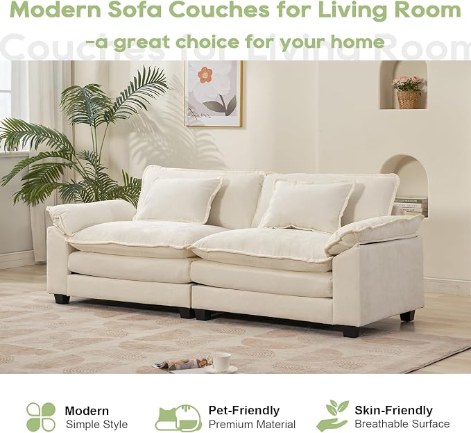 Oprisen 86" Modular Sectional Sofa, Comfy Cloud Couch Sectional Sofa, Chenille - Image 7
