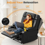 Oversized Recliner Chair with Massage & Heat, Extra Wide Seat Reclining Chair - Image 5