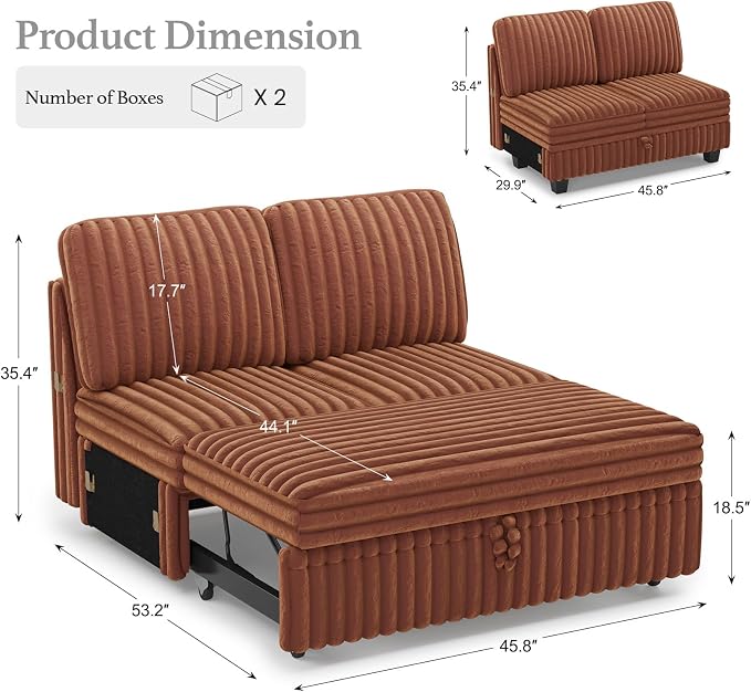 Belffin Corduroy Sleeper Sofa - Image 2