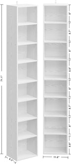 IRONCK Tall Narrow Bookshelf 8 Tiers 71in Set of 2, Compact Corner Bookcase - Image 3