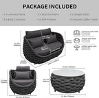 TWT Patio Furniture Sofa Set 4 Pieces Aluminum Outdoor Furniture w/27.8in - Image 3